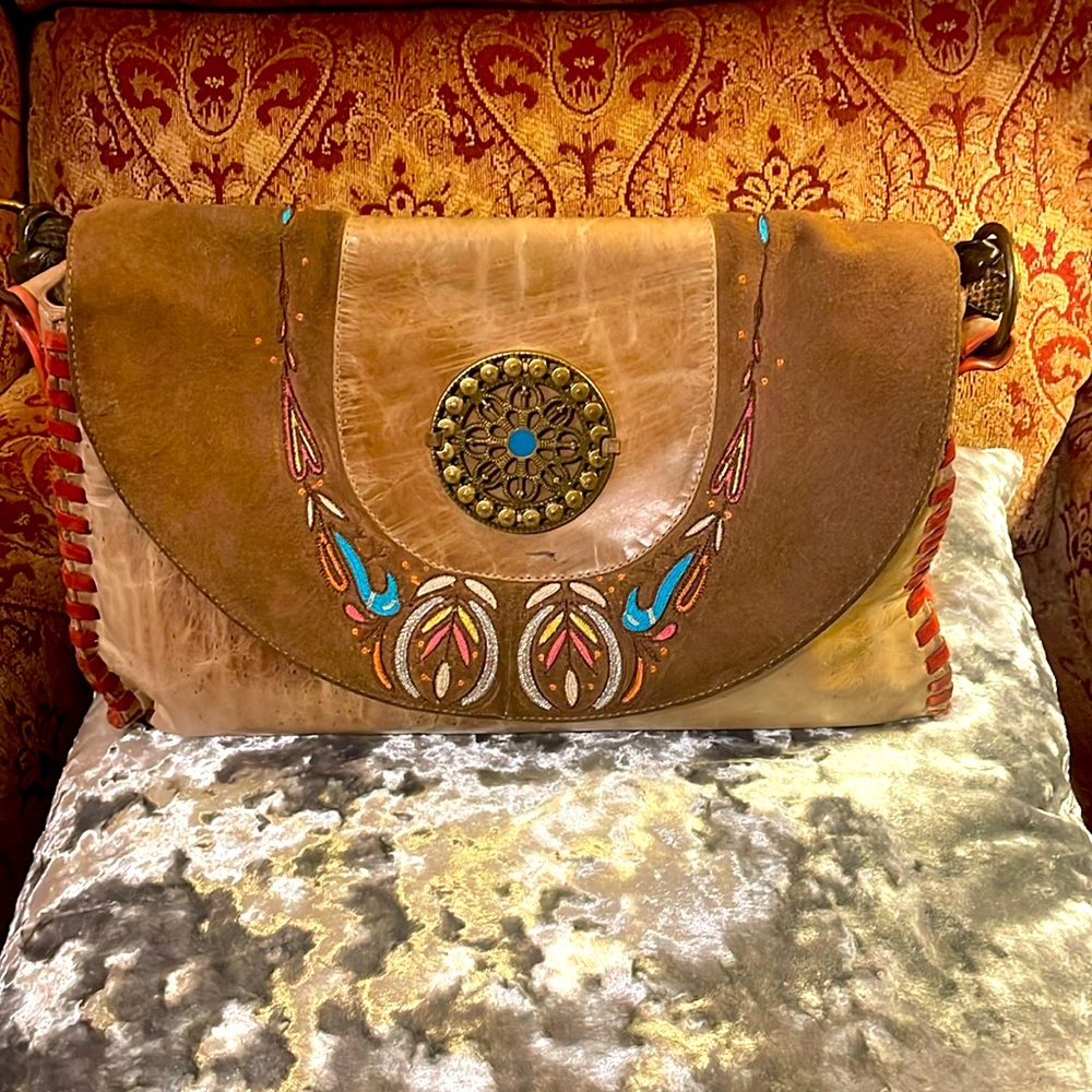 Sharif leather/suede shoulder bag